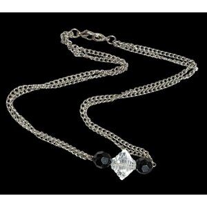 Chic Silver and Black Crystal Necklace